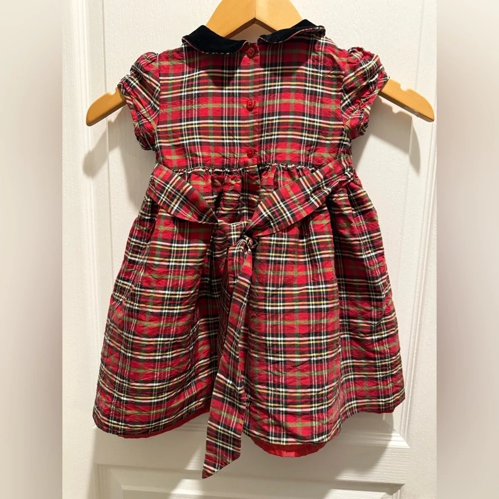 Talbots Kids Red Plaid Silk Dress size 18M